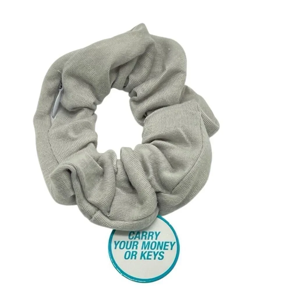 Zipper Pocket Scrunchie – Pink, Black or Grey Pocket Hair Tie for Women & Teens